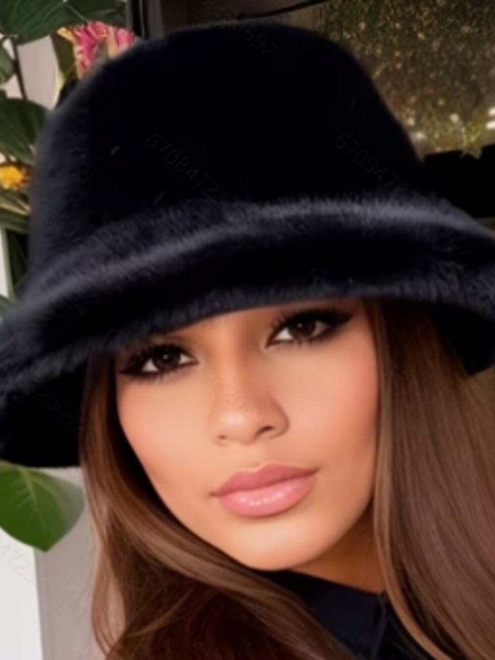 New Black Faux Fur Fisherman's Style Bucket Hat. Cozy, Warm, Attractive OSFM